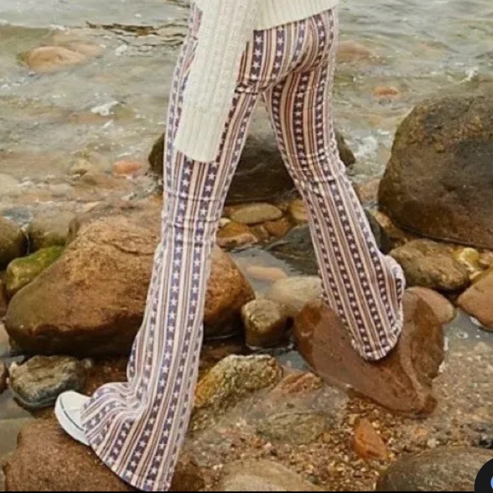 Free People Multicolor Striped Flare Pants